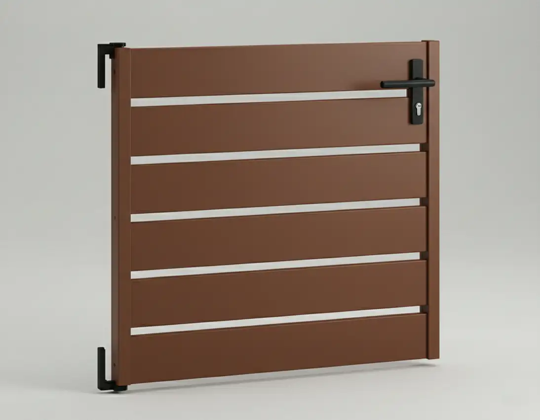 cancello pedonale su misura RAL 8017 accessori neri